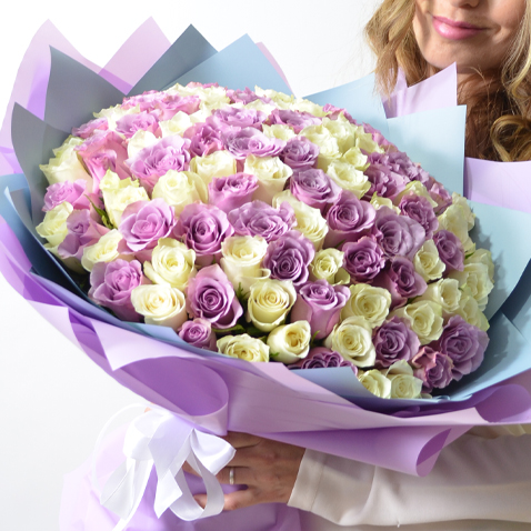 101 роза микс (Высота букета: 50см)