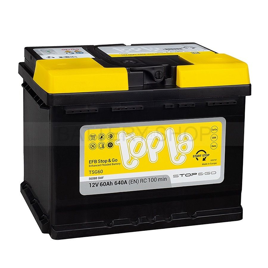 Topla EFB Start-Stop 60Ah 640А обрат. пол.