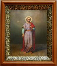 Икона Адриан Никомидийский в киоте с басмой Виноградная Лоза (UV-печать)(33003)