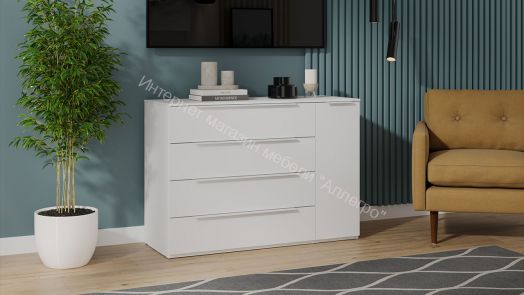 Комод комбинированный «Порто» - ТД-393.04.02 Белый Жемчуг, Белый софт