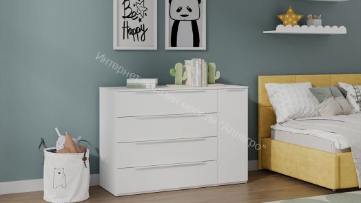 Комод комбинированный «Порто» - ТД-393.04.02 Белый Жемчуг, Белый софт