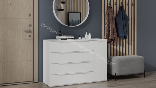 Комод комбинированный «Порто» - ТД-393.04.02 Белый Жемчуг, Белый софт