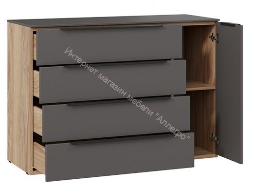 Комод комбинированный «Порто» - ТД-393.04.02 Яблоня Беллуно, Графит софт