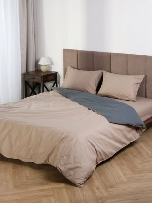 Пододеяльник евро, 200 х 220 см, 100% хлопок, поплин, темно-серый/бежевый, Silvano, Узбекистан