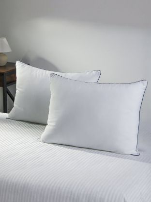 Подушка 50 х 70 см, Лебяжий искусственный пух, чехол хлопок, кант