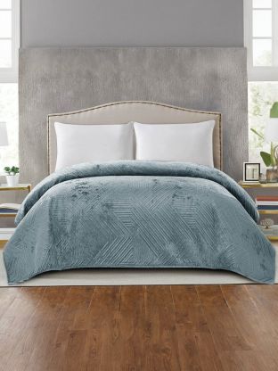 Покрывало евро, 240х260 см, 100% полиэстер, стеганое, Silvano, Runa, серо-голубое