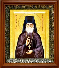 Икона Алексий Голосеевский в киоте с басмой Виноградная Лоза (UV-печать)(30043)