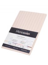 Простыня 2-спальная, 180 х 220 см, 100% хлопок, страйп-сатин, 140 г/м2, бежевая, Monocolor, рис.4423