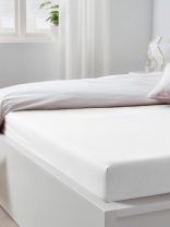 Простыня 2-спальная, 180х200х20 см, 100% хлопок, трикотаж, белая, на резинке, Silvano