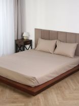 Простыня 2-спальная, 180 х 220 см, 100% хлопок, поплин, 110 г/м2, бежевая, Silvano, Узбекистан