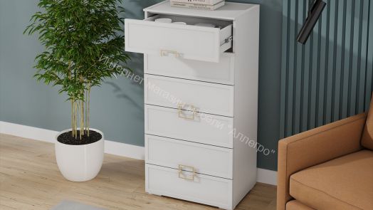 Комод «Стелла» - 402.04 Белый холст, Белый Жемчуг