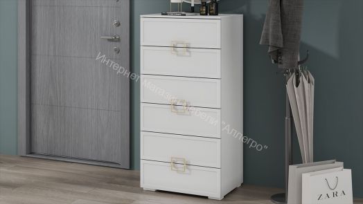 Комод «Стелла» - 402.04 Белый холст, Белый Жемчуг