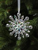 Елочное украшение Снежинка, прозрачный с серебром, 12 см, пластик, Y4-9498