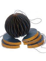 Елочное украшение Шар, 6 шт, синий с блеском, бумага, Y4-9807