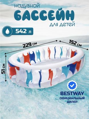 Бассейн надувной Bestway, 229х152х51 см, Овальный, 54066, 542 л