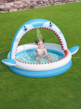 Бассейн надувной Bestway, 163х127х92 см, Акула, 53157, 130 л, от 2 лет, с разбрызгивателем