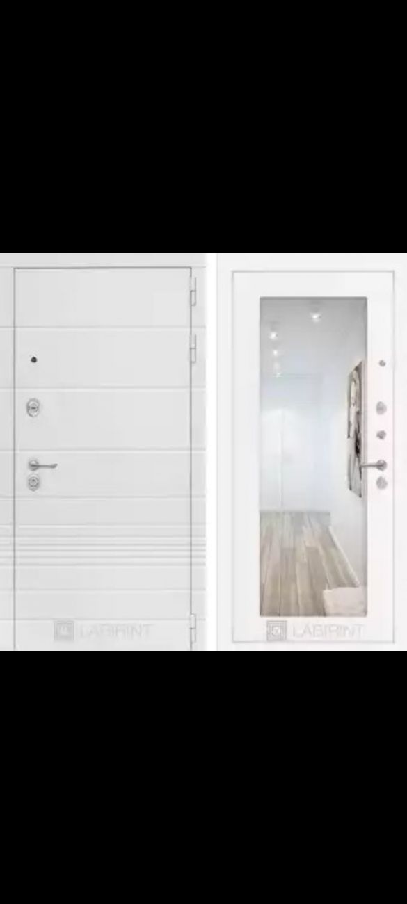 Входная дверь Трендо с Зеркалом 18 - Белое дерево