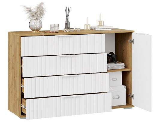 Комод комбинированный «Хилтон» - 402.012.000 Дуб Крафт золотой, Белый матовый