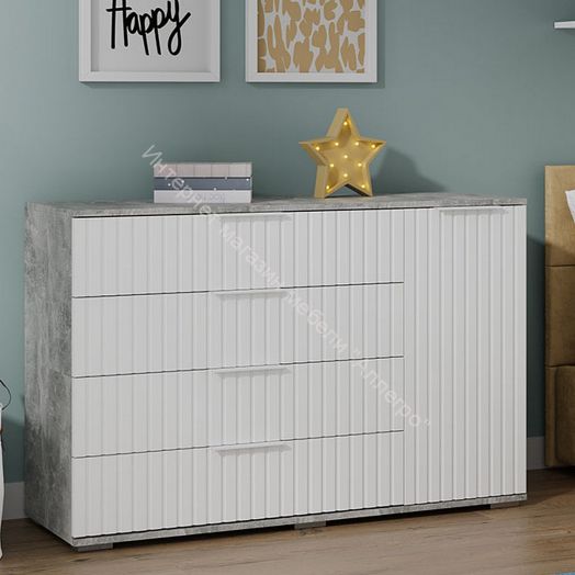 Комод комбинированный «Хилтон» - 402.012.000 Ателье светлый, Белый матовый