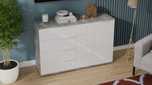 Комод комбинированный «Хилтон» - 402.012.000 Ателье светлый, Белый матовый