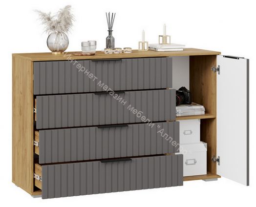 Комод комбинированный «Хилтон» - 402.012.000 Дуб Крафт золотой, Графит матовый