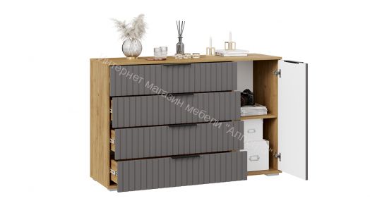 Комод комбинированный «Хилтон» - 402.012.000 Дуб Крафт золотой, Графит матовый