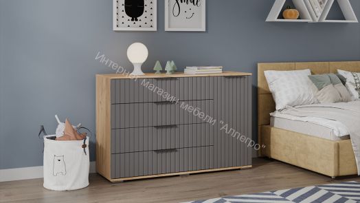 Комод комбинированный «Хилтон» - 402.012.000 Дуб Крафт золотой, Графит матовый