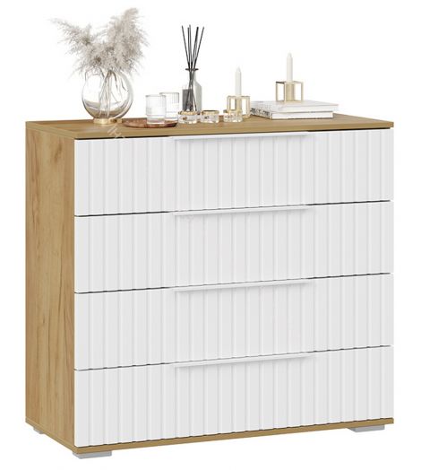 Комод «Хилтон» - 402.010.000 Дуб Крафт золотой, Белый матовый