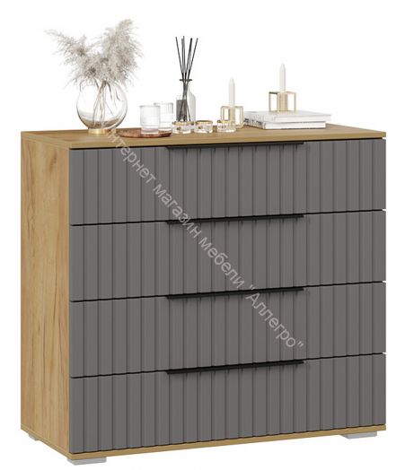 Комод «Хилтон» - 402.010.000 Дуб Крафт золотой, Графит матовый