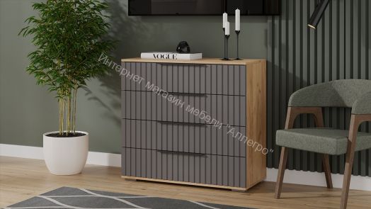 Комод «Хилтон» - 402.010.000 Дуб Крафт золотой, Графит матовый