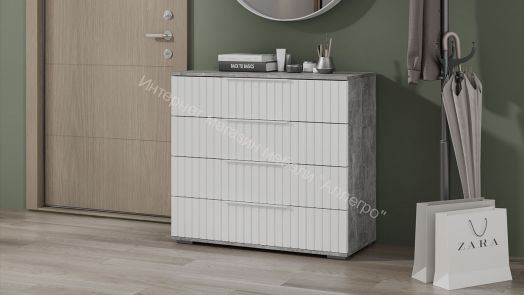 Комод «Хилтон» - 402.010.000 Ателье светлый, Белый матовый