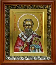 Икона Анатолий Константинопольский в киоте с басмой Виноградная Лоза (UV-печать)(30062)