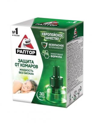 Репеллент от комаров, жидкость для фумигатора, 30 ночей, Раптор