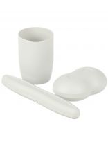 Набор дорожный 3 предмета, Martika, светло-серый, пластик, мыльница, футляр для зубной щетки, стакан, 220х120х80 мм, С16СЕР