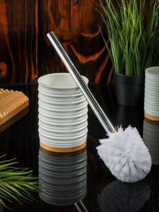 Ерш для туалета Бамбук, напольный, 9.5x9.5x13 см, пластик, белый, RE1386BA-TOH