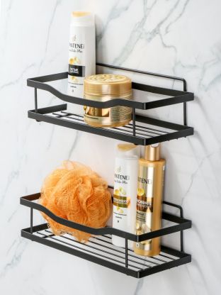 Полка металл, настенная, 2 предмета, черная, Y4-9925