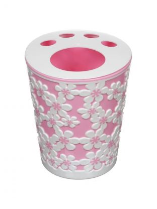 Стакан для зубных щеток, пластик, бело-розовый, Альтернатива, Дольче Вита, М4714