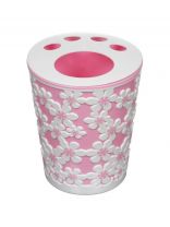 Стакан для зубных щеток, пластик, бело-розовый, Альтернатива, Дольче Вита, М4714