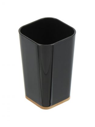 Стакан для зубных щеток, 7.3х7.3х11.2 см, пластик, черный, Бамбук, PS0107C-TB