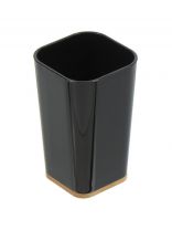 Стакан для зубных щеток, 7.3х7.3х11.2 см, пластик, черный, Бамбук, PS0107C-TB