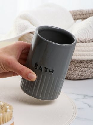 Стакан для зубных щеток, 7.8х7.8х11.5 см, керамика, серый глянец, Y4-9872