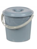 Ведро пластик, 10 л, с крышкой, серо-синее, хозяйственное, Violet, 021049