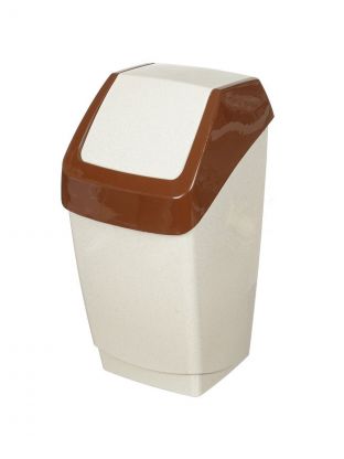 Контейнер для мусора пластик, 7 л, квадратный, плавающая крышка, бежевый, мрамор, Idea, Хапс, М2470