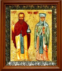 Икона Андроник Антиохийский и Афанасия в киоте с басмой Виноградная Лоза (UV-печать)(30078)