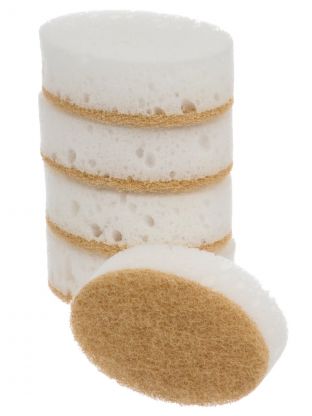 Губка для посуды, 5 шт, поролон, абразивная фибра, 9.5х6.5х3 см, Марья Искусница, бежево-белая