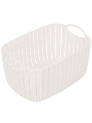 Корзина 4 л, прямоугольная, плетеная, пластик, белый ротанг, Idea, Вязание, М2380