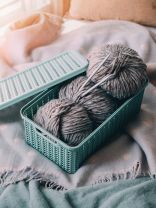 Корзина для хранения, 6 л, прямоугольная, плетеная, пластик, фисташковая, с крышкой, Idea, Вязание, М2370