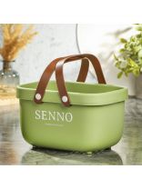 Корзина для хранения, 24х16х14 см, прямоугольная, пластик, зеленая, с ручками, Y4-8658