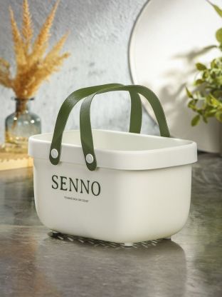 Корзина для хранения, 24х16х14 см, прямоугольная, пластик, белая, с ручками, Y4-8659