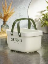 Корзина для хранения, 24х16х14 см, прямоугольная, пластик, белая, с ручками, Y4-8659